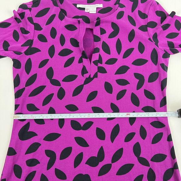 DIANE VON FURSTENBERG Reina Mini Dress Long Sleeve Purple Sheath Silk Size 4 DVF - Picture 8 of 12